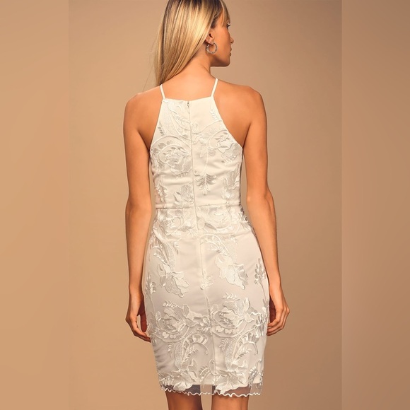 Lulus Dress Women's Size Medium White Floral Embroidered Lace Mini In The Moment - Picture 8 of 12